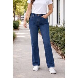 Ruby Rd Womens Dark Wash Straight Leg Jeans Size 14 Blue Denim‎ Slub Texture